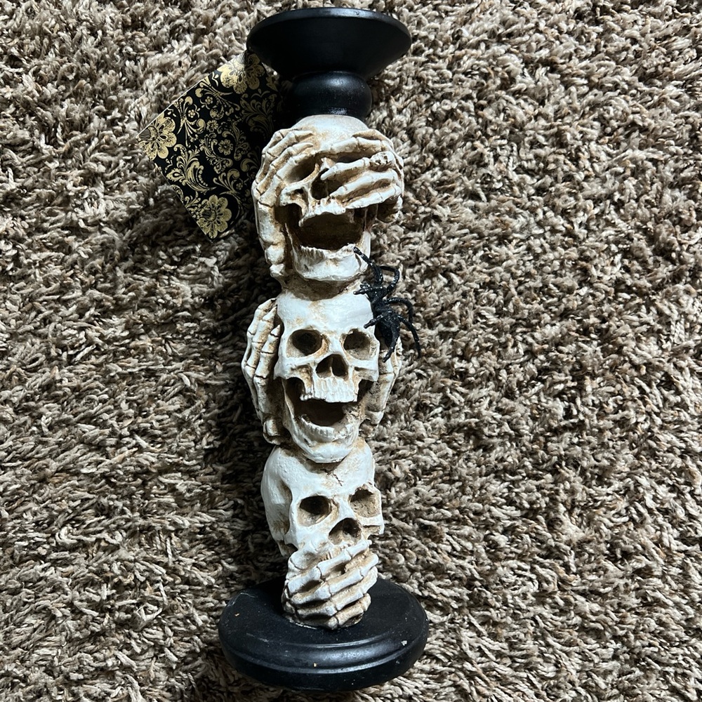 Christian Siriano Skull Candle Holder - Black and Cream